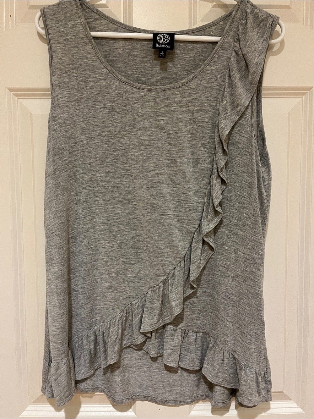 Bobeau Heather Gray Ruffle Sleeveless Tank